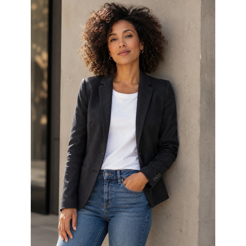 Lucky Brand Womens Blazer Size S Charcoal Gray Classic Capsule Minimalist Career